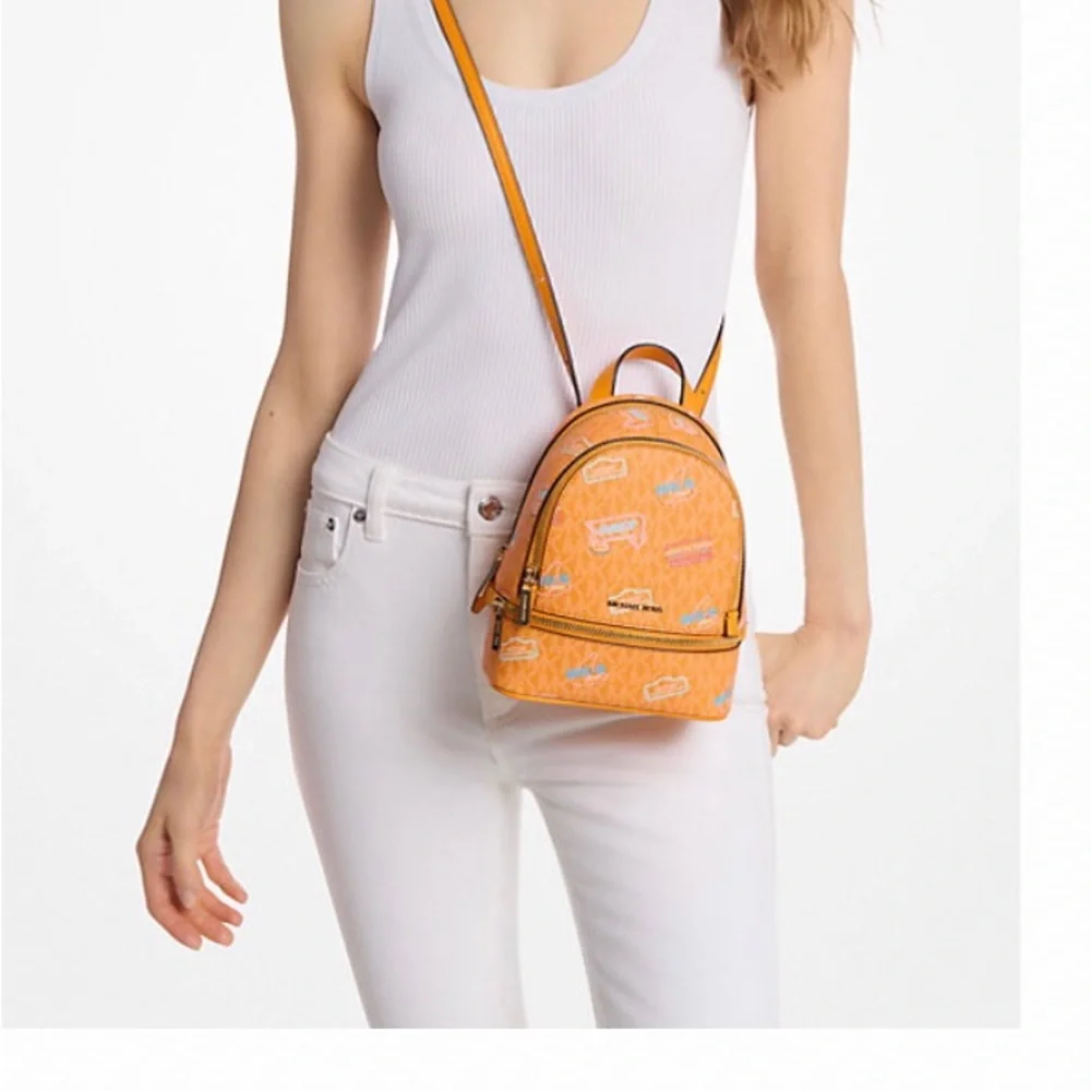 NWT Michael Kors Vibrant Orange Signature Logo Backpack